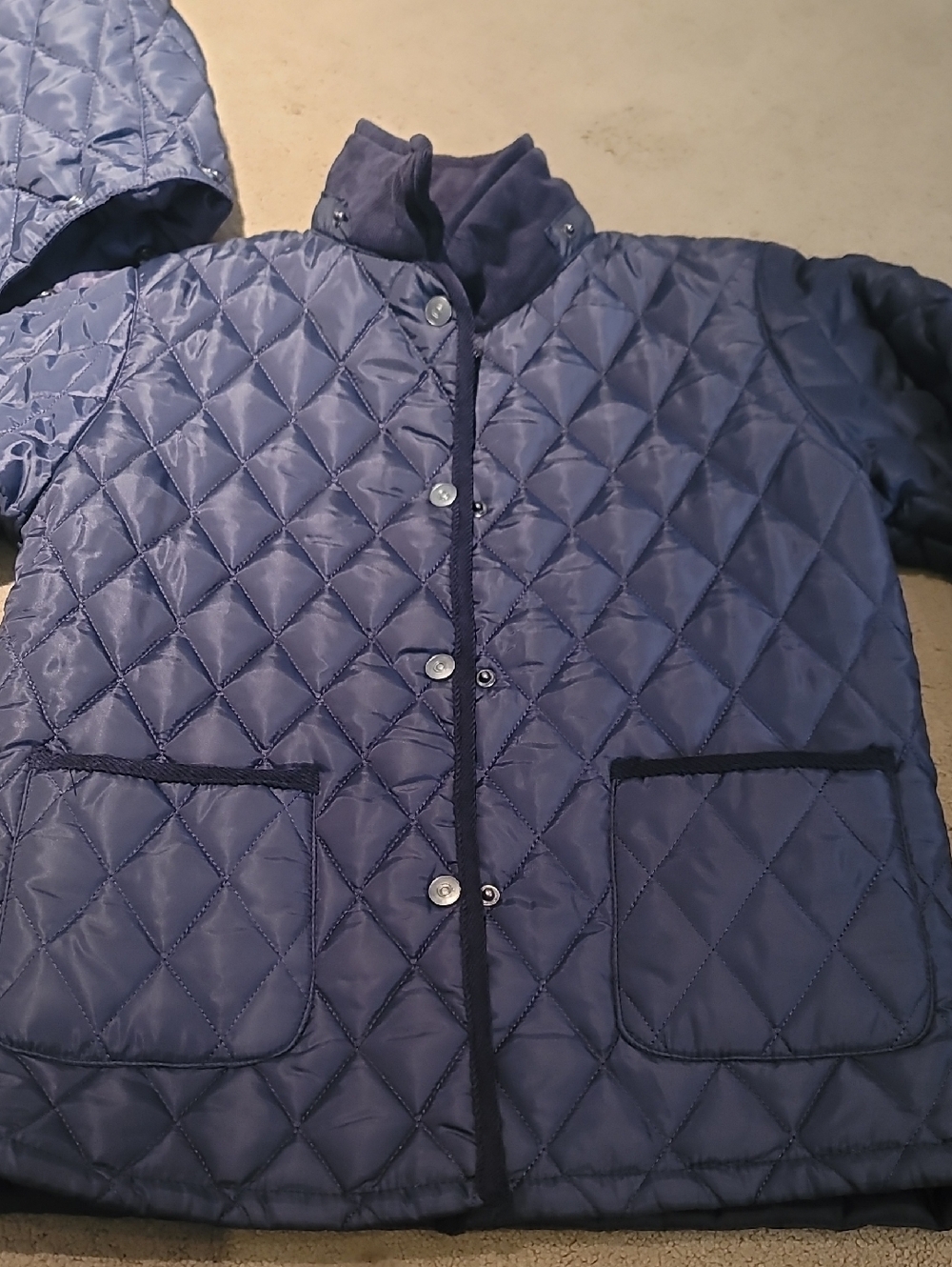 Quilted Navy Snap-Front Jacket